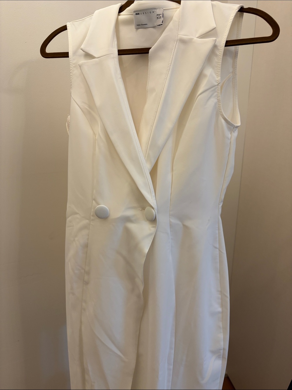 ASOS White Sleeveless Double-Breasted Jumpsuit